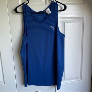 Puma evoknit workout tank royal blue with silver puma